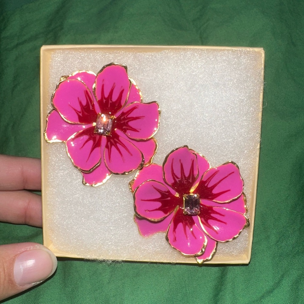 Pink Reef Hand-Painted Earring from Anthropologie